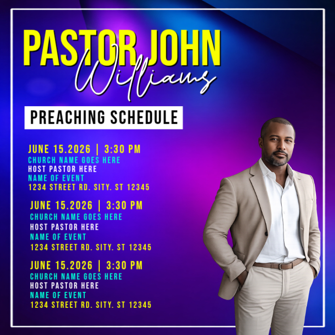 Plantilla de Blue Professional Preaching Schedule Instagram Post ...