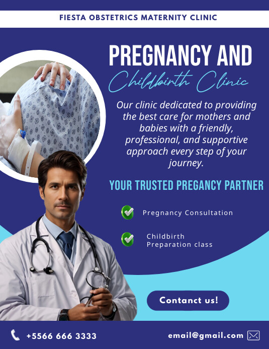Blue Professional Pregnancy And Childbirth Cl Template | PosterMyWall