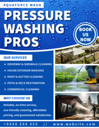 Blue Professional Pressure Washing Cleaning Services Flyer Volante (Carta US) template