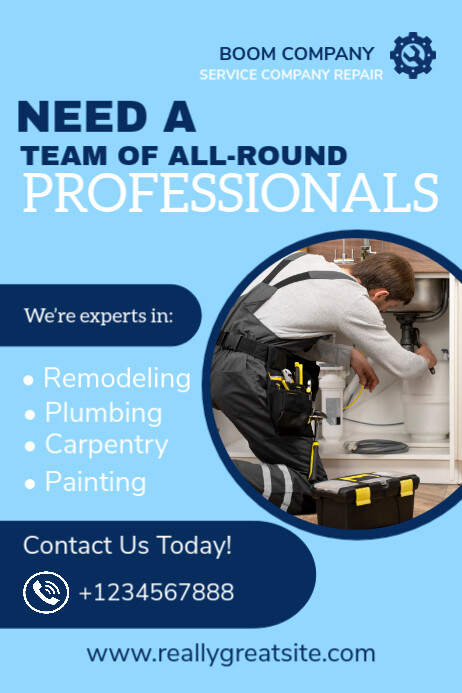 Blue Professional Professional Handyman Poster Cartaz template