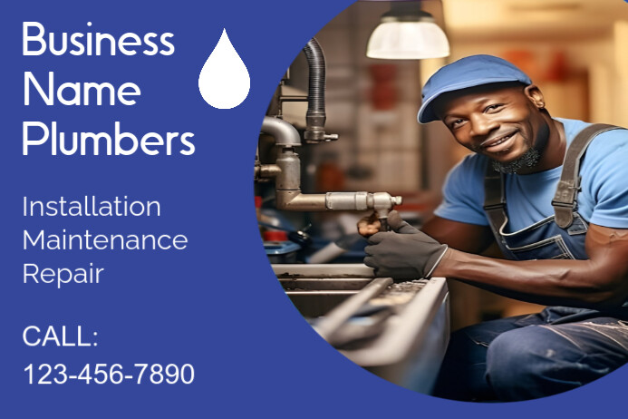 Blue Professional Professional Plumbing Services  Poster template