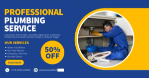 Blue Professional Professional Plumbing Service Facebook Shared Image template