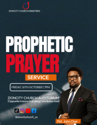 Blue Prophetic Prayer Service Flyer Template