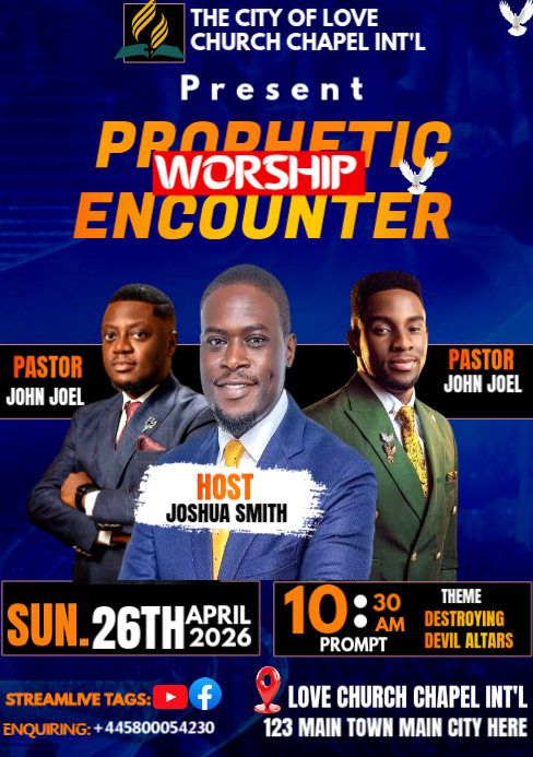 Blue Professional Prophetic Worship Event A5 Template | PosterMyWall