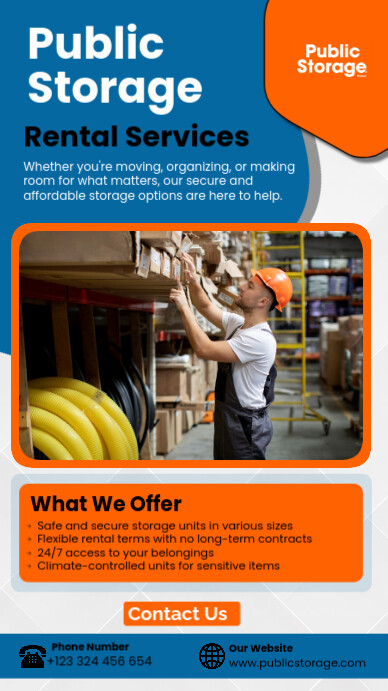 Blue Professional Public Storage Rental  Instagram Story template