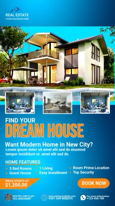 Blue Professional Real Estate Business Flyer Instagram Story Indaba yaku-Instagram template