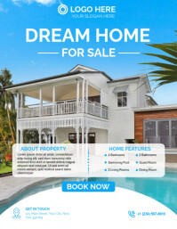 Blue Professional Real Estate Flyer Design For Sale Home Flyer (us Letter) template