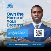 Blue Professional Real Estate Flyer Design Сообщение Instagram template