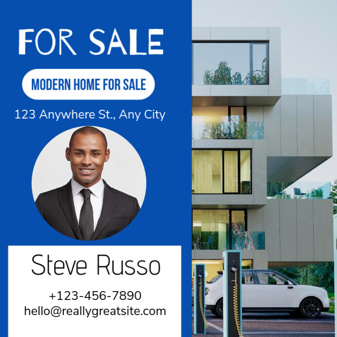 Blue Professional Real Estate Instagram Post template