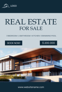 Blue Professional Real Estate Poster template