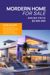 Blue Professional Real Estate Poster template