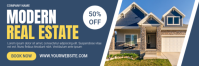 Blue Real Estate Promotion Twitter Banner Template