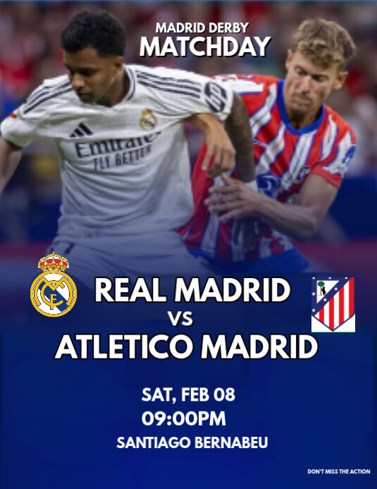 Copy of Blue Professional Real Madrid Vs Atletico Madrid Flyer (us ...