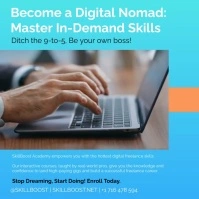 Blue Professional Remote Work Slkills Trainin Instagram Post template