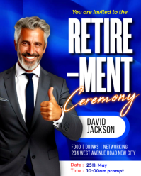Blue Professional Retirement party farewell Ceremony event celebration invitations flyer template po Instagram Portrait