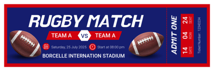 Blue Professional Rugby Match Twitter Banner template