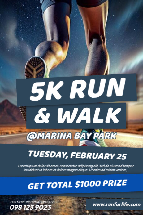 Blue Professional Running Competition Poster Template | PosterMyWall
