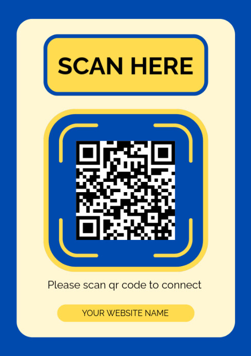 Blue Professional Scan Here Qr Code Flyers  A4 template