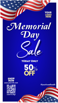 Blue Professional Scan To Shop Memorial Day Sales 50% Off  Instagram Story template