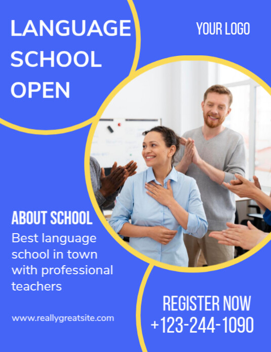 Copy of Blue Professional School Language Flyer (us Letter) | PosterMyWall