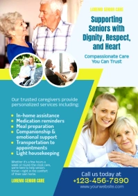 Blue Professional Senior Care A4 Flyer template