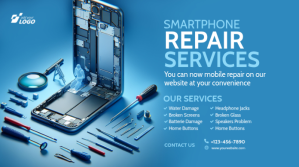 Blue Professional Smartphone Repair  Twitter Post template