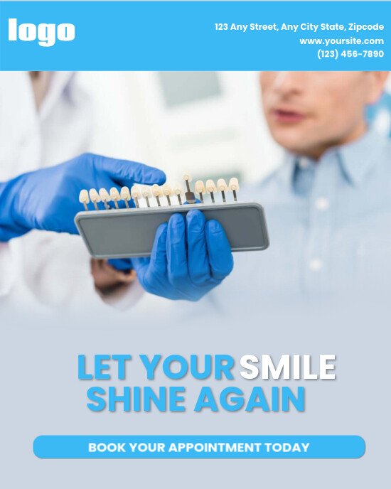 Blue Professional Smile Again Poster Instagram Portrait template