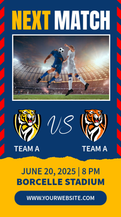 Blue Professional Soccer Football Next Match Instagram Story template