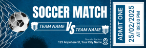 Blue Professional Soccer Match Ticket Twitter Banner Twitter-header template