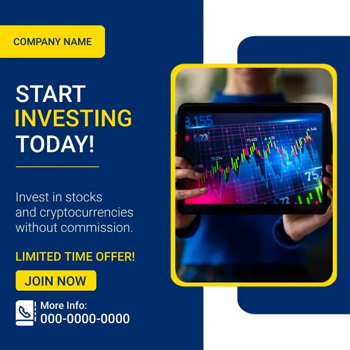 Blue Professional Start Investing Today Insta Instagram Post template