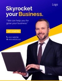 Blue Professional Start Your Business Flyer Editable Template Flyer (us Letter)