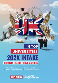 Blue Professional Study In The Uk Ad A4 template