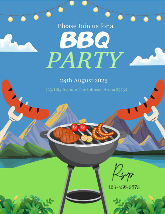 Blue Professional Summer Bbq Party Invitation Templates 2025 Flyer (us ...