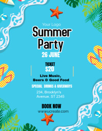 Blue Professional Summer Party Invitation  Flyer (us Letter) template