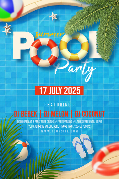 Blue Professional Summer Pool Party Poster Template | PosterMyWall