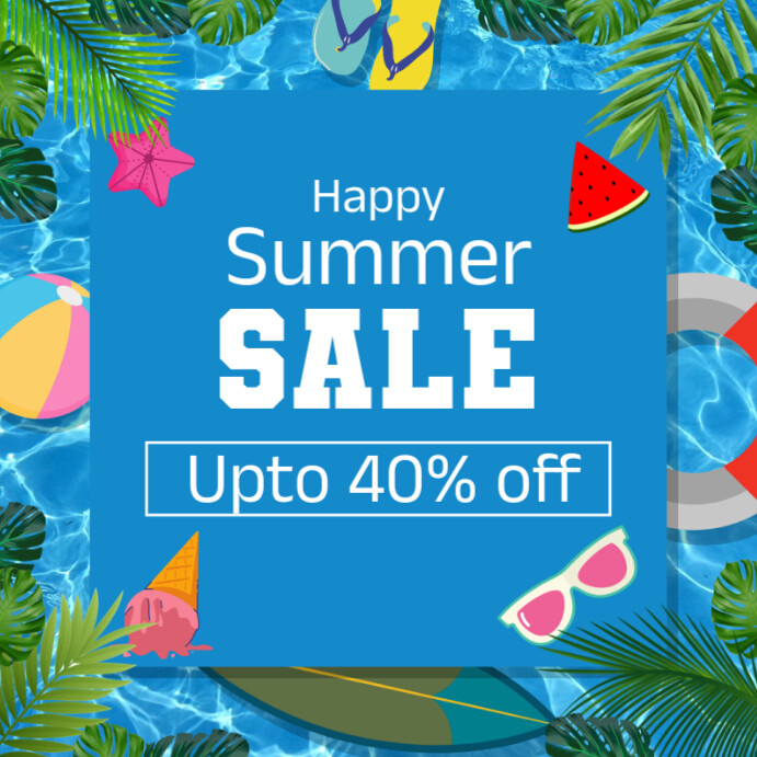 Blue Professional Summer Sale  Instagram Post template