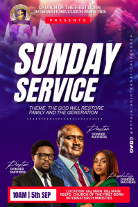 Azul Sunday Church Service Poster Template