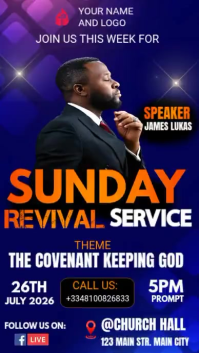 Blue Sunday Revival Service Digital Display Template