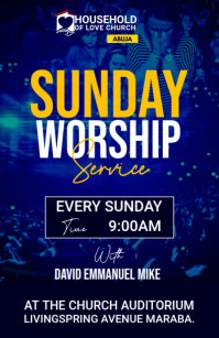Blauw Sunday Worship Service Halv side bred Template