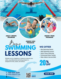 Blue Professional Swimming Lessons Flyer Folder (US Letter) template