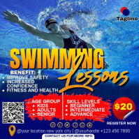 Blue Professional Swimming Lessons Template Flyer Instagram Post