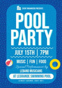 Blue Professional Swimming Pool Flyers A3 template