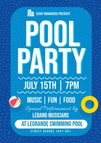 Blue Professional Swimming Pool Flyers A3 template