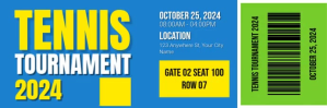 Blue Professional Tennis Tournament Ticket Twitter Banner template