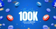 Blue Professional Thank You 100k Follower Template Facebook Group Cover Photo