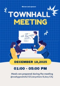 Blue Professional Town Hall Meeting A2 template