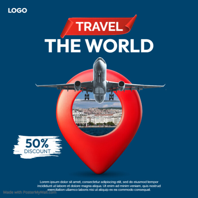 Blue Professional Travel Ads Instagram Post Template | PosterMyWall