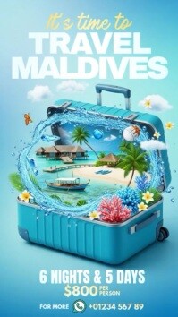 Blue Professional Travel Maldives Instagram Story template
