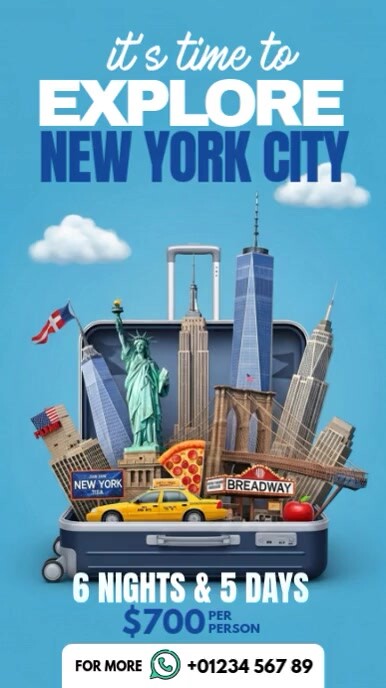 Blue Professional Travel New York - Blue Professional Travel New York City Ad I Design Template 7112e80f40bbf468a5d279f0573086df Screen
