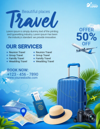 Blue Travel Services ใบปลิว Template